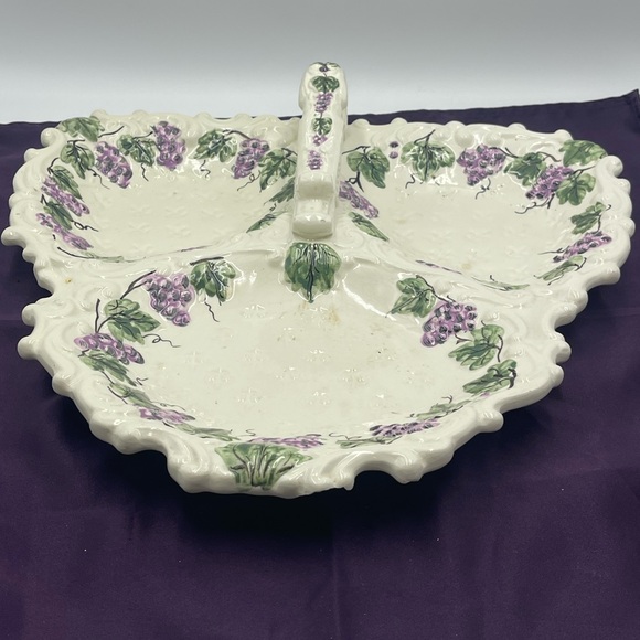 Ardalt Lenwile China:Hand Painted Grapes Leaves Divided Serving Platter w/Handle - Picture 2 of 16